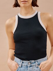 Albaray High Neck Contrast Trim Black Vest - Image 3 of 5