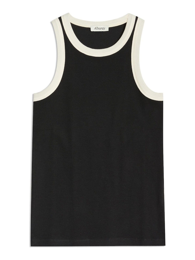Albaray High Neck Contrast Trim Black Vest - Image 5 of 5