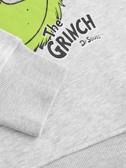 Grey/Lime Green Cool Christmas Grinch Official License Novelty Sequin Front Graphic Crew Neck Sweatshirt - Image 7 of 9