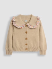 JoJo Maman Bébé Natural Frill Collar Cardigan - Image 1 of 3