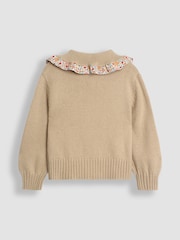 JoJo Maman Bébé Natural Frill Collar Cardigan - Image 2 of 3