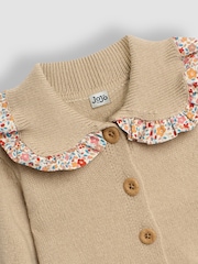 JoJo Maman Bébé Natural Frill Collar Cardigan - Image 3 of 3