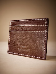 Tan Brown Signature Contrast Stitch Leather Card Holder - Image 3 of 3