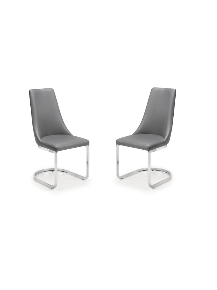 Julian Bowen Grey Como Cantilever Dining Chairs Set Of 2 - Image 2 of 5