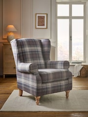 Alpine Check Grey Sherlock Highback Armchair - Image 1 of 10