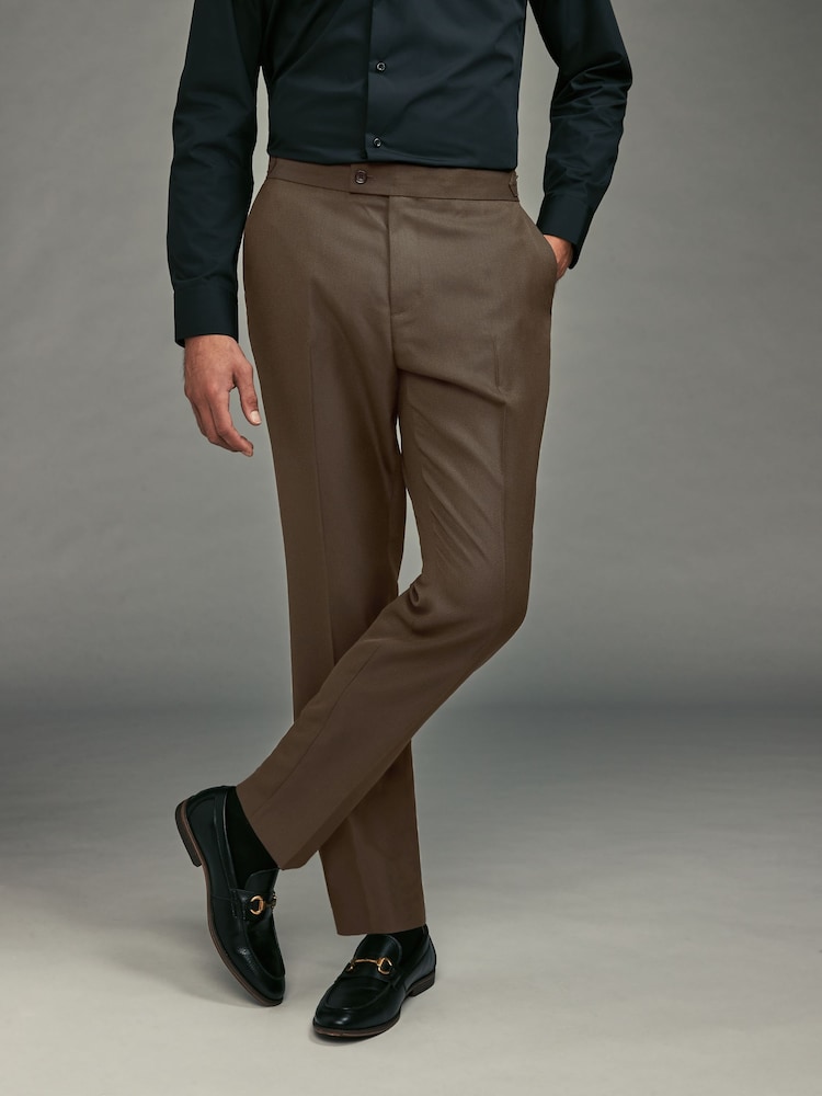Brown Slim Fit Tape Detail Tuxedo Trousers - Image 1 of 1