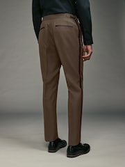 Brown Slim Fit Tape Detail Tuxedo Trousers - Image 1 of 8