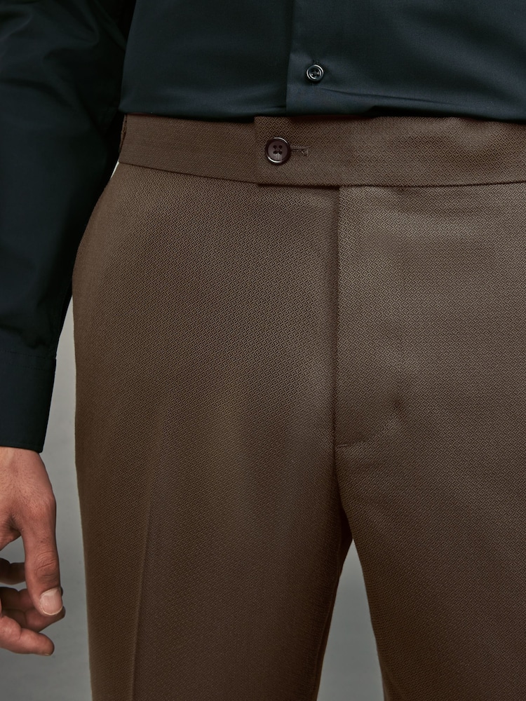 Brown Slim Fit Tape Detail Tuxedo Trousers - Image 2 of 8