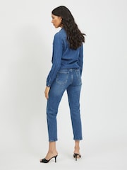 VILA Dark Blue Pocket Detail Lightweight Denim Shirt - Image 2 of 10