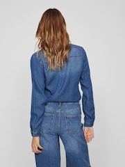 VILA Dark Blue Pocket Detail Lightweight Denim Shirt - Image 5 of 10
