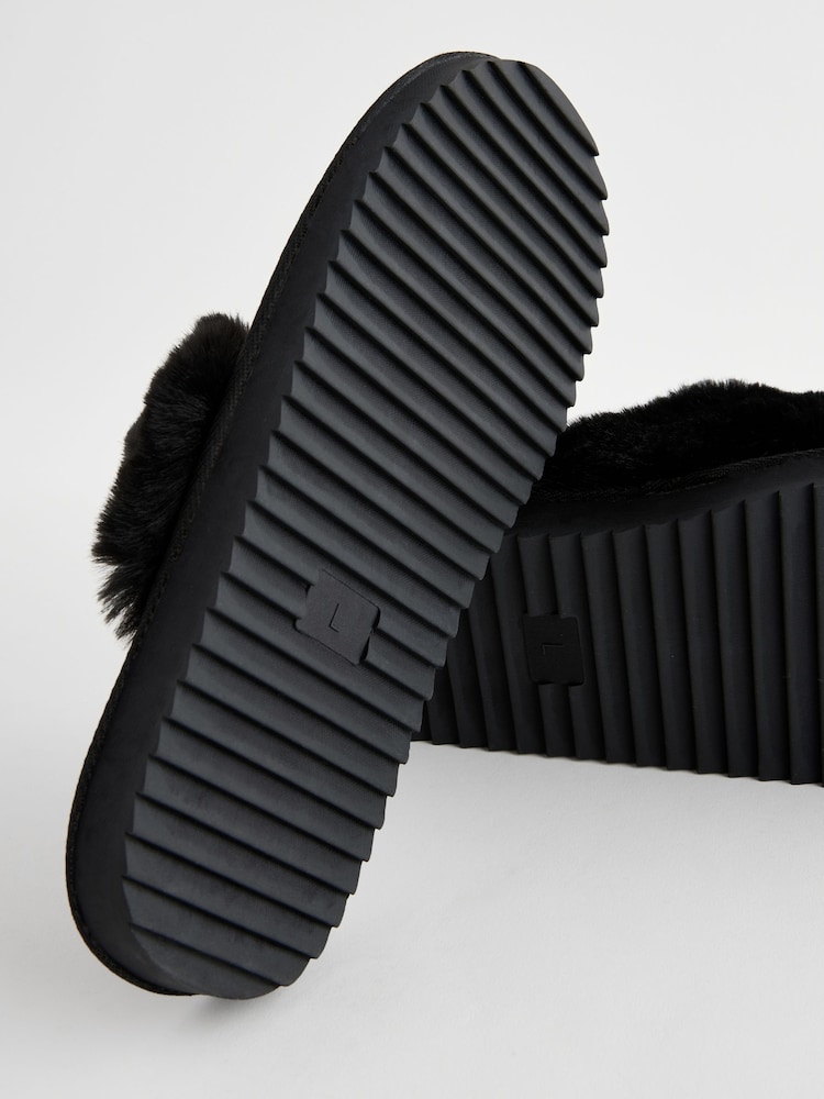 Never Fully Dressed Black Leopard Print Mule Slippers - Image 5 of 5
