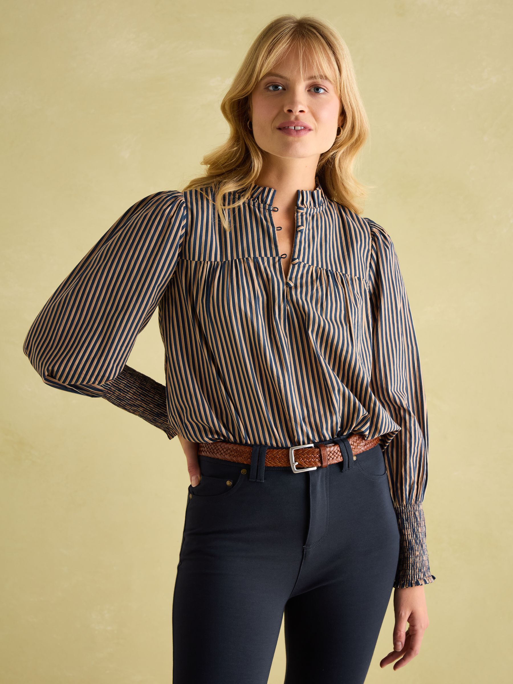 【美品】JNHearts Frill Stripe blouse Navy Buy Joules Mariella Navy Stripe Cotton Frill Neck Blouse