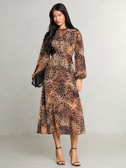 animal - Robe mi-longue tissée imprimée à manches longues Lipsy - Image 1 of 4