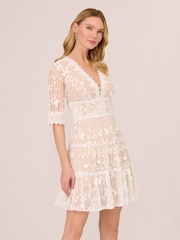 Adrianna Papell Lace Embroidery White Dress - Image 1 of 8