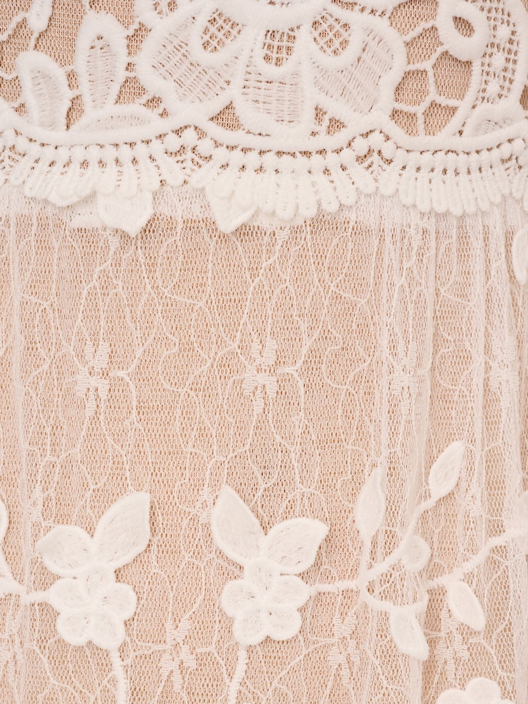 Adrianna Papell Lace Embroidery White Dress - Image 3 of 8