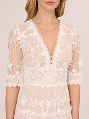 Adrianna Papell Lace Embroidery White Dress - Image 5 of 8