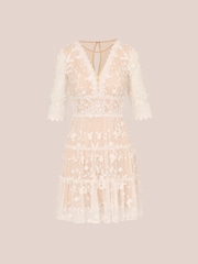 Adrianna Papell Lace Embroidery White Dress - Image 8 of 8