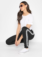 Long Tall Sally Black Side Stripe Stretch Joggers - Image 2 of 4