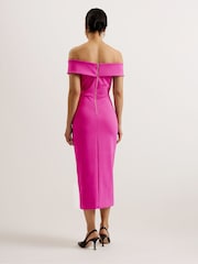 Ted Baker Purple Lerren Scuba Bardot Midi Dress - Image 2 of 5