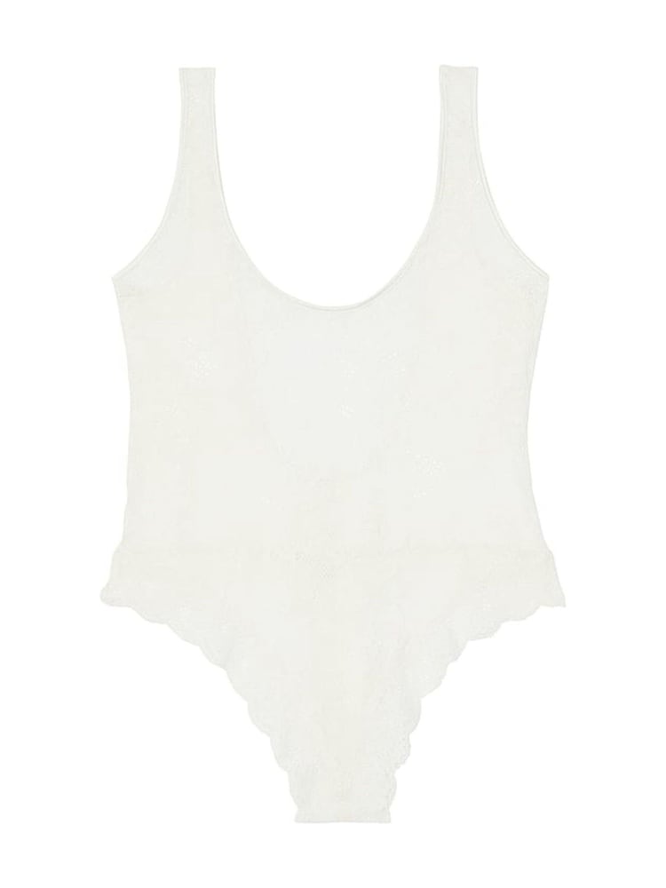 Victoria's Secret Coconut White Lace Scoop Bodysuit - Image 3 of 3