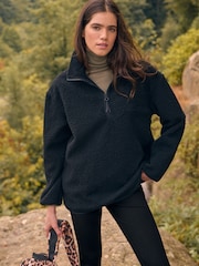 Musta - Teddy Teddykangas Cozy Longline Quarter vetoketjullinen fleece - Kuva 3 / 8
