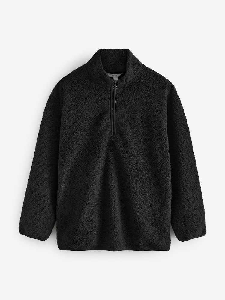 Black Teddy Borg Cosy Longline Quarter Zip Fleece - Image 6 of 8