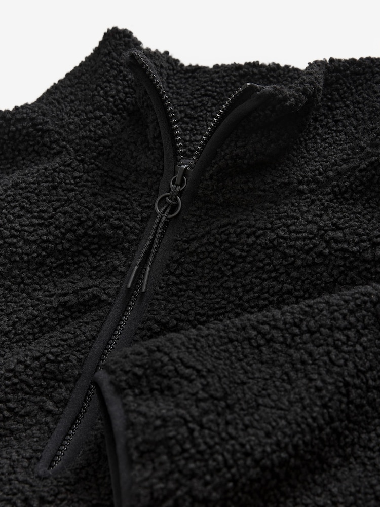 Black Teddy Borg Cosy Longline Quarter Zip Fleece - Image 7 of 8