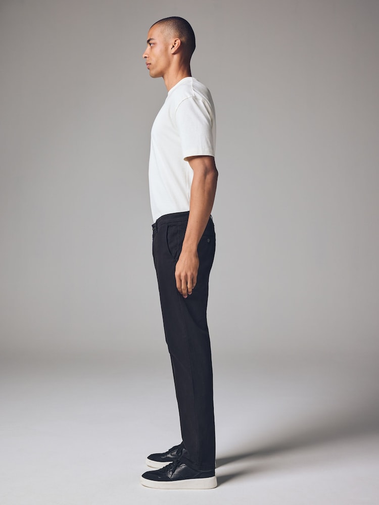 Black Slim Fit Premium Soft Touch Chino Trousers - Image 3 of 11