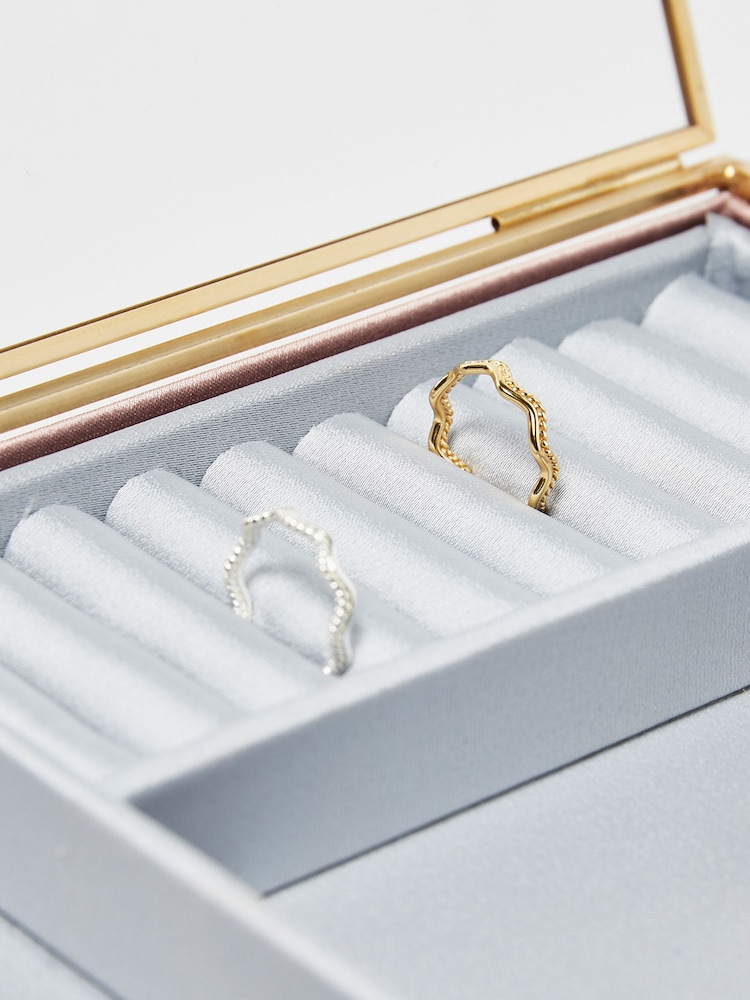 Oliver Bonas Pink Glass Satin Jewellery Box - Image 2 of 4 Oliver Bonas Pink Glass Satin Jewellery Box - Image 2 of 4