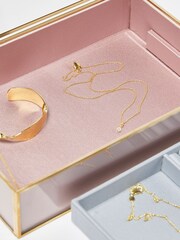 Oliver Bonas Pink Glass Satin Jewellery Box - Image 3 of 4