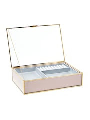 Oliver Bonas Pink Glass Satin Jewellery Box - Image 4 of 4