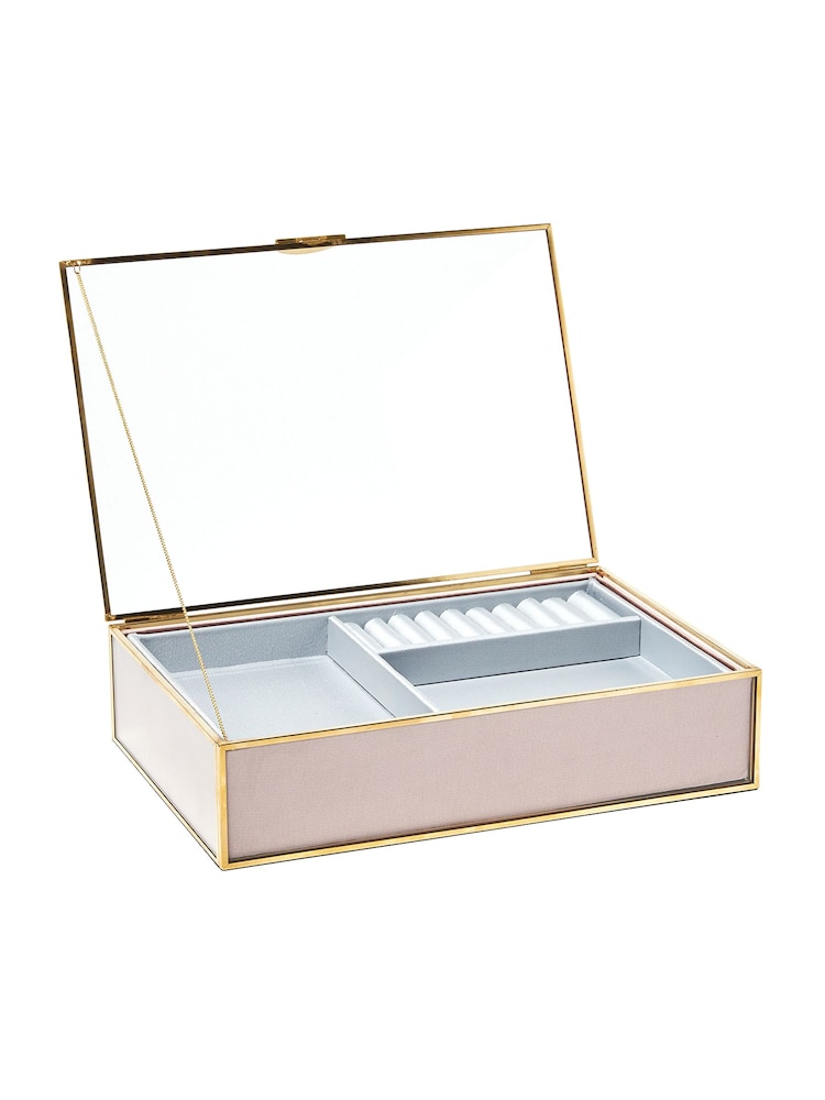 Oliver Bonas Pink Glass Satin Jewellery Box - Image 4 of 4 Oliver Bonas Pink Glass Satin Jewellery Box - Image 4 of 4