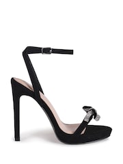 Linzi Black Glorious Barely There Heels With Diamante Front Detail - Image 2 of 4