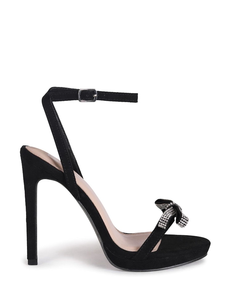 Linzi Black Glorious Barely There Heels With Diamante Front Detail - Image 2 of 4