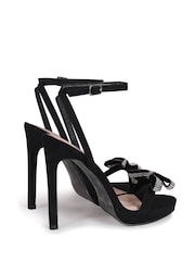 Linzi Black Glorious Barely There Heels With Diamante Front Detail - Image 4 of 4