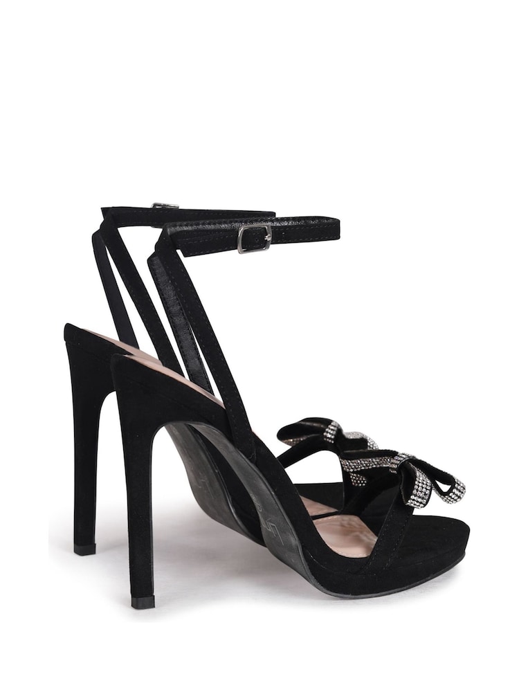 Linzi Black Glorious Barely There Heels With Diamante Front Detail - Image 4 of 4