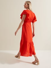Phase Eight Red Morgan Linen Midi Dress - Image 3 of 7