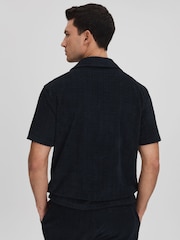 Reiss Navy Bay Towelling Cuban Collar Shirt - Image 5 of 6
