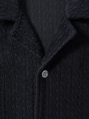 Reiss Navy Bay Towelling Cuban Collar Shirt - Image 6 of 6