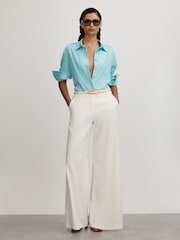 Anna Quan Wide Leg Linen Blend Trousers - Image 1 of 4