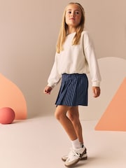 Navy Blue Stripe Pleated Skort (3-16yrs) - Image 2 of 8