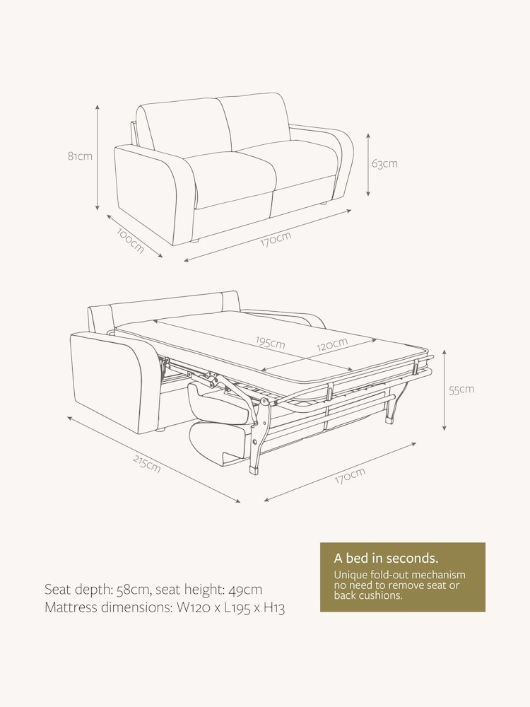 Jay-Be Brushed Twill Hunter Green Brushed Deco 2 Seater Sofa Bed - Image 6 of 6