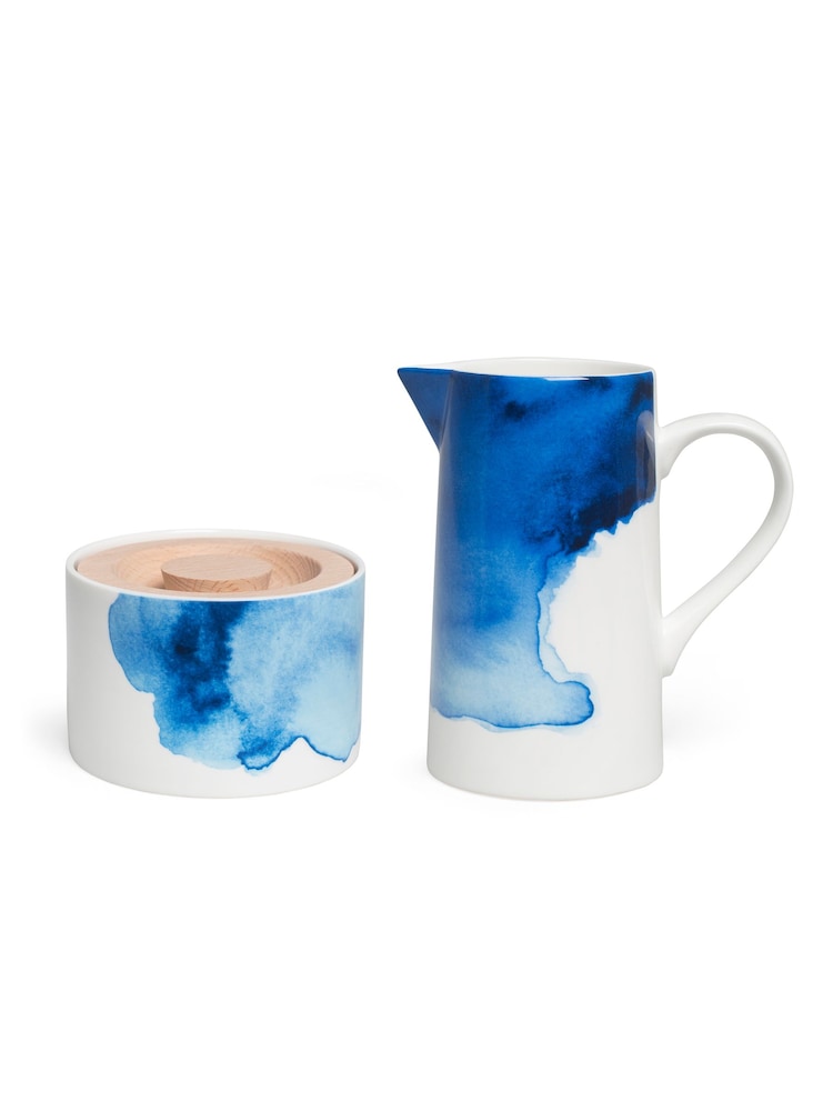 Rick Stein Blue Coves of Cornwall Creamer & Sugar Bowl - Image 1 of 4