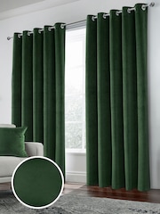 Enhanced Living Green Thermal Blackout Hampton Readymade Curtains - Image 1 of 4