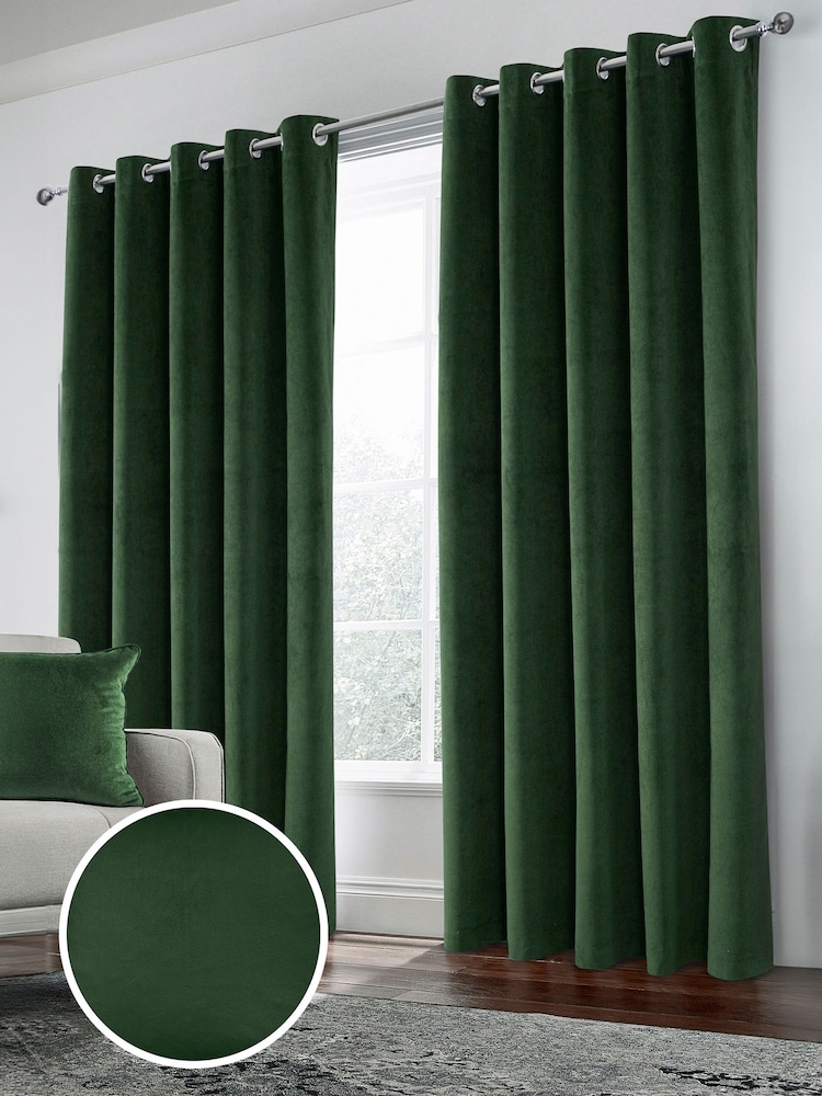 Enhanced Living Green Thermal Blackout Hampton Readymade Curtains - Image 1 of 4