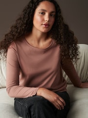 Pink Print Long Sleeve Crew Neck 100% Cotton T-Shirt - Image 1 of 8