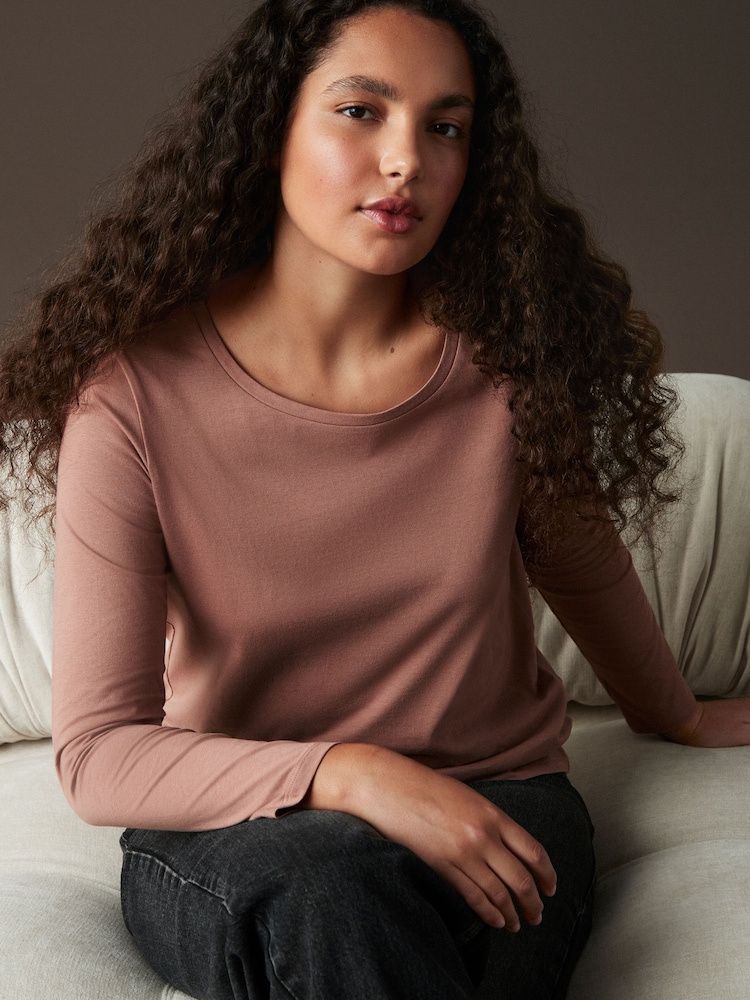 Pink Print Long Sleeve Crew Neck 100% Cotton T-Shirt - Image 1 of 8