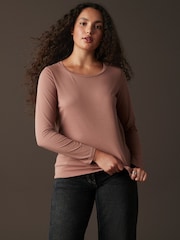 Pink Print Long Sleeve Crew Neck 100% Cotton T-Shirt - Image 3 of 8