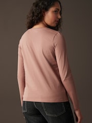 Pink Print Long Sleeve Crew Neck 100% Cotton T-Shirt - Image 4 of 8