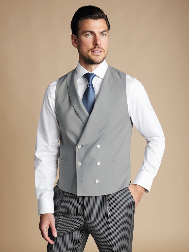 Charles Tyrwhitt Grey Adjustable Fit Morning V2 Suit: Waistcoat - Image 1 of 5